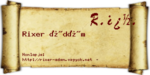 Rixer Ádám névjegykártya